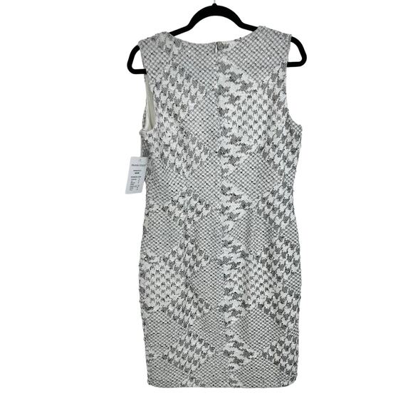 NWT Frank Lyman Tweed Houndstooth Sequin Sleeveless Sheath Dress 10 White Grey - Picture 6 of 8